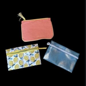Set of Three Colorful Ipsy Cosmetic Bags